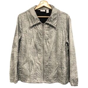 Zenergy By Chico's - Gray textured light jacket women size 1 (M)